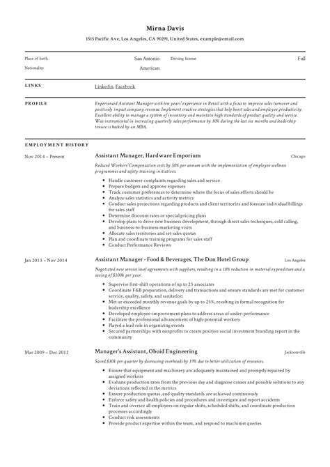 Branch manager resume